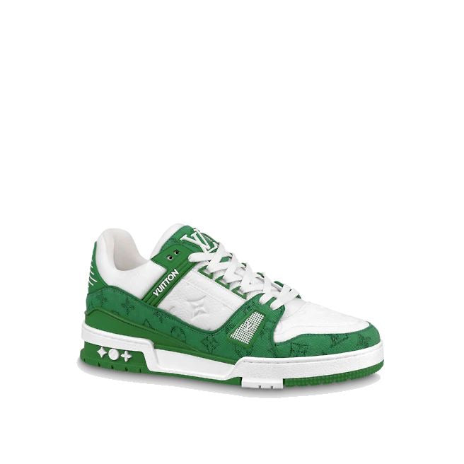 Louis Vuitton Trainer Green Monogram Denim White