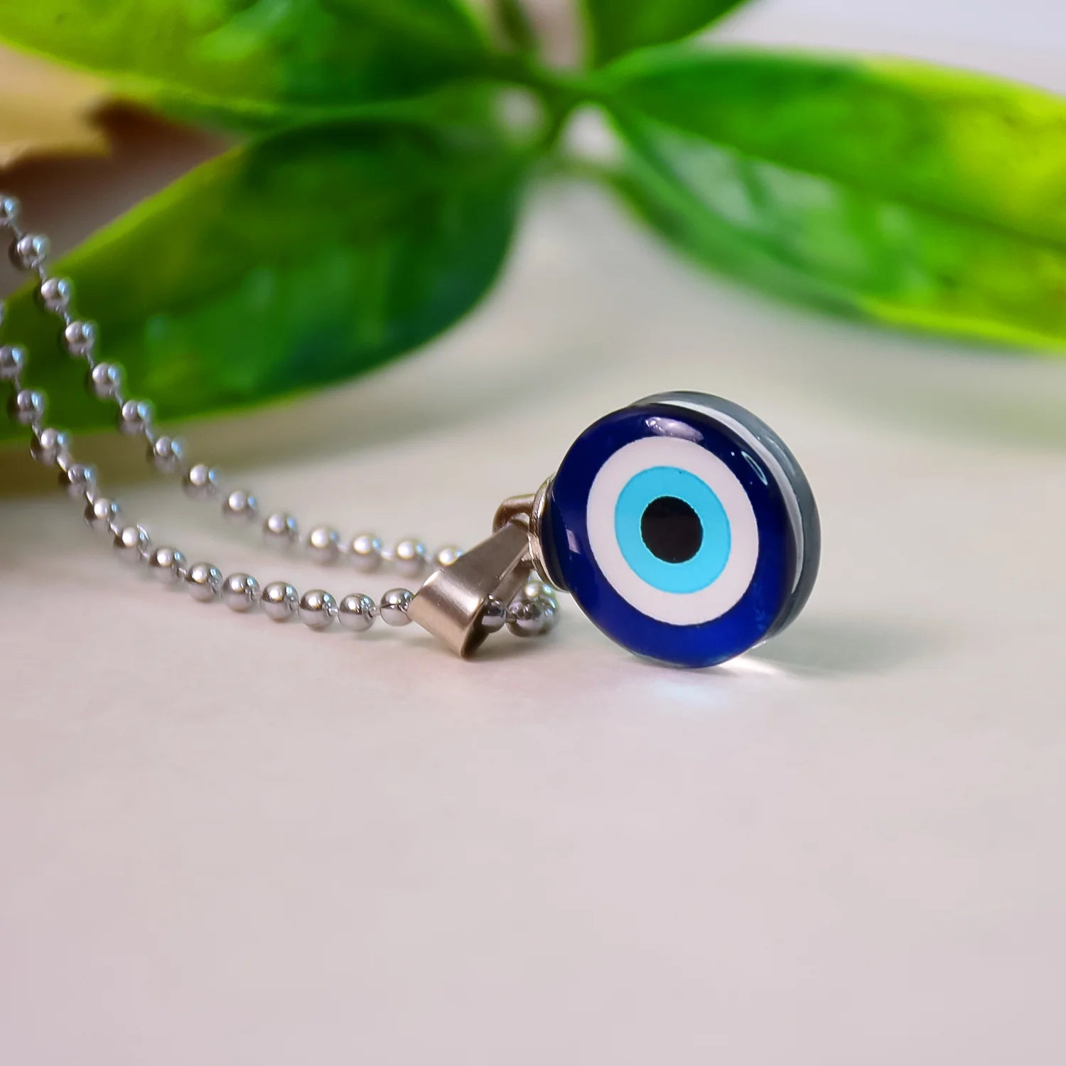 Tiny Blue Turkish Evil Eye Pendant Chain Necklace For Men And Women